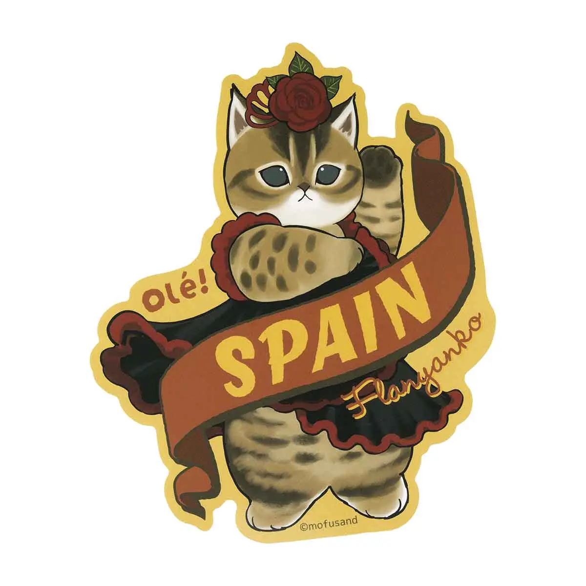mofusand mofumofu journey Large Sticker (Flamenco Meow)