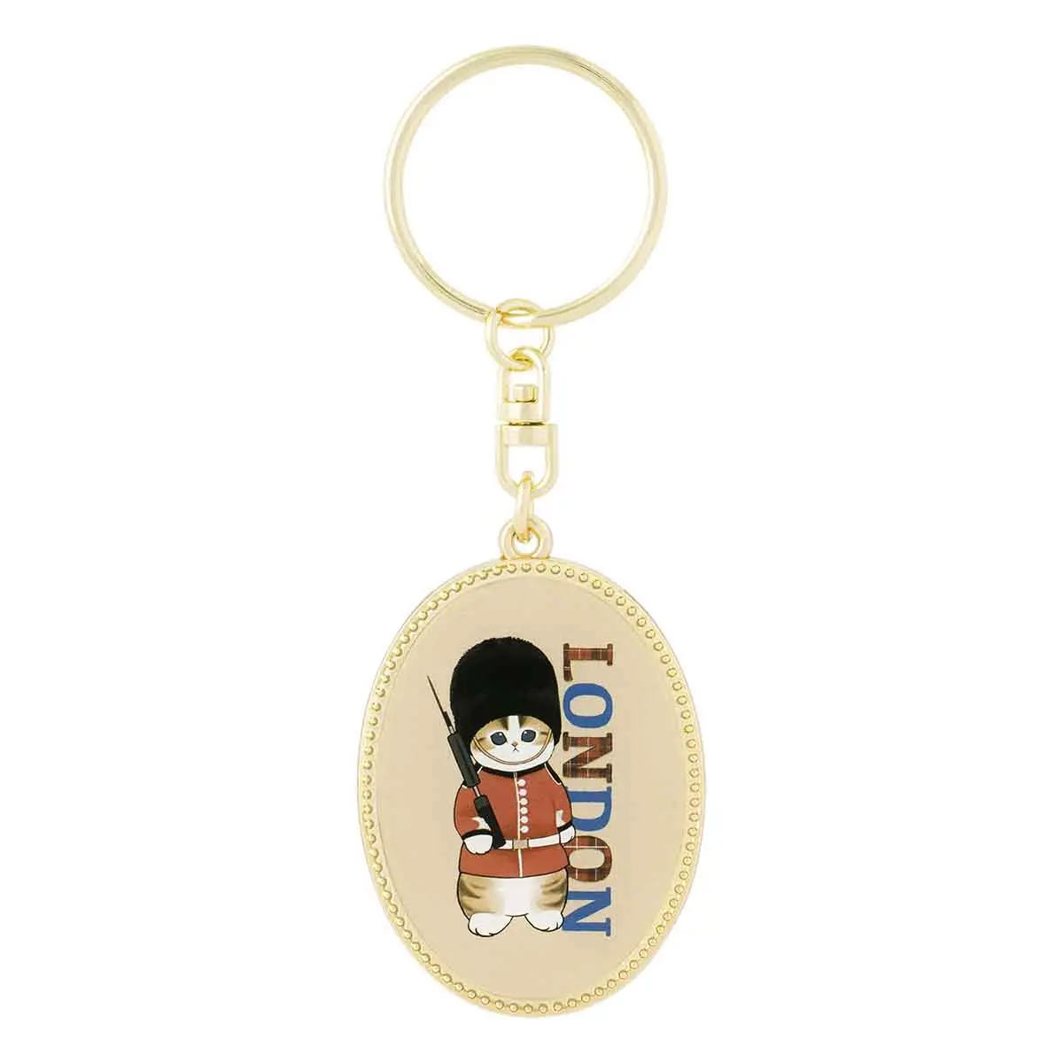 mofusand mofumofu journey Oval Metal Keychain (Guard Meow)