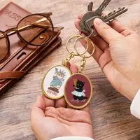 mofusand mofumofu journey Oval Metal Keychain (Guard Meow)