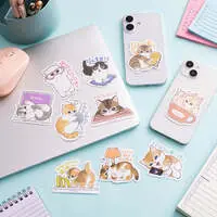 mofusand Stickers Just right for Smartphone - Office Distract Meow - mofusand