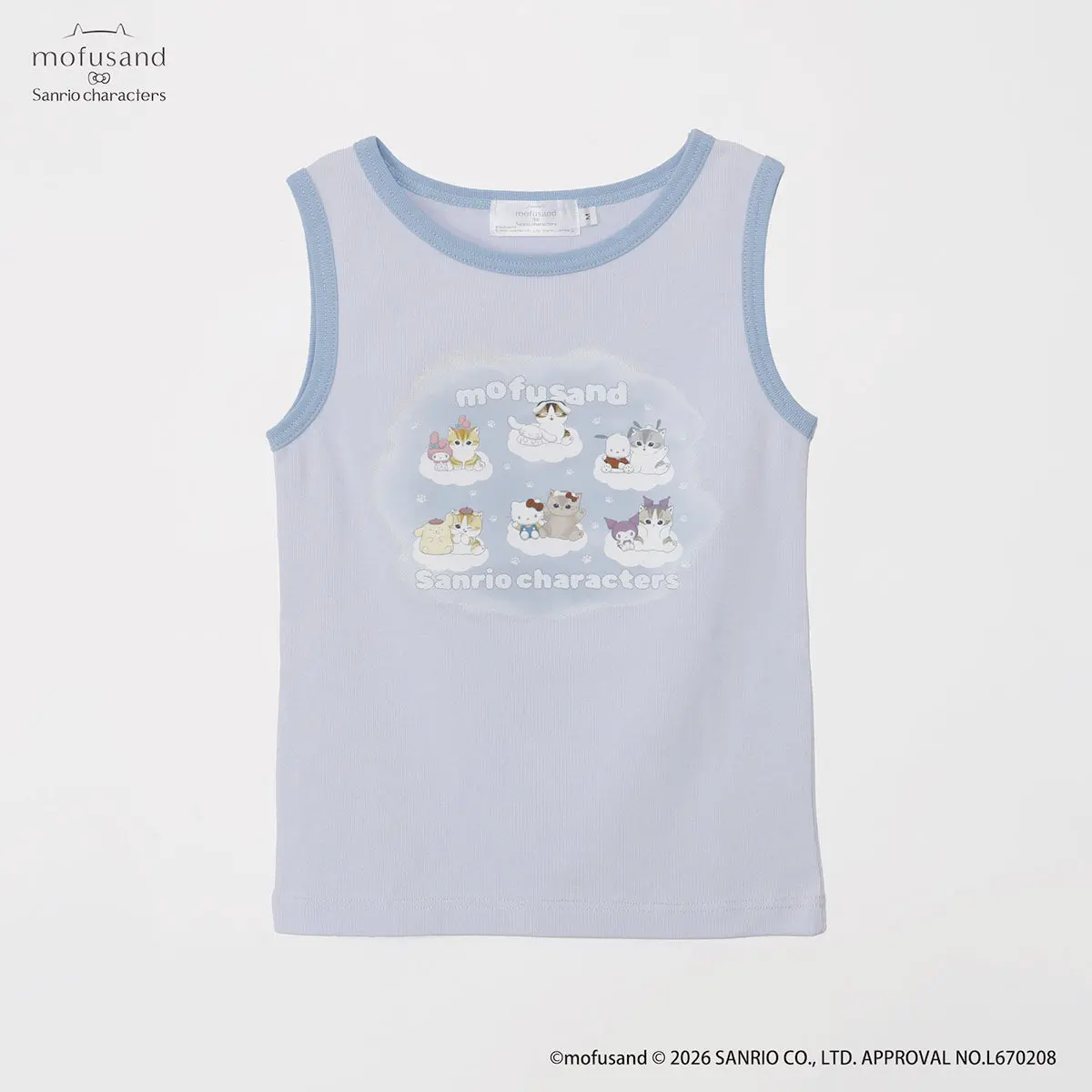 mofusand x Sanrio Characters Tank Top Cloud Pale Blue - M
