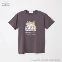 mofusand x Sanrio Characters T-shirt Kuromi & My Melody Sumi Black - L