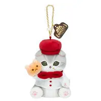 mofusand Mofumofu Bakery Baker Cat Mascot Keychain (Gray & White)
