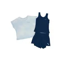 mofusand Girls School Swimsuit Set with T-shirt (Pastel Shark Meow・Navy) - 160cm