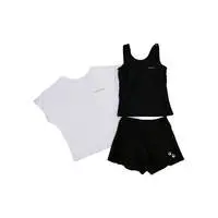 mofusand Girls School Swimsuit Set with T-shirt (Pastel Shark Meow・Black) - 140cm