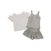 mofusand Girls Swimsuit Set with T-shirt Large Size (Pastel Shark Meow・Ivory) - 160cm