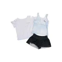 mofusand Girls Swimsuit Set with T-shirt Large Size (Pastel Shark Meow・White) - 160cm
