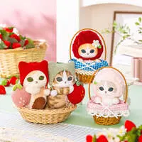 mofusand MERCI STRAWBERRY Mascot Keychain (Strawberry & Calico Cat)
