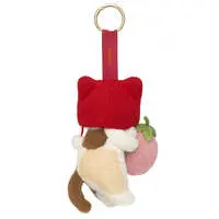 mofusand MERCI STRAWBERRY Mascot Keychain (Strawberry & Calico Cat)
