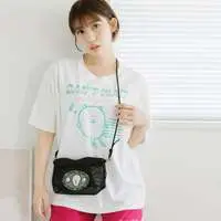 Nagano Characters Mesh Shoulder Bag with Patch (Joke Bear) Black