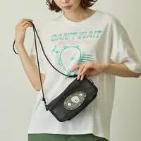 Nagano Characters Mesh Shoulder Bag with Patch (Joke Bear) Black