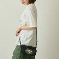 Nagano Characters Mesh Shoulder Bag with Patch (Joke Bear) Black