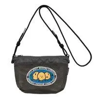 Nagano Characters Mesh Shoulder Bag with Patch (Mogura Corokke) Khaki