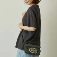 Nagano Characters Mesh Shoulder Bag with Patch (Mogura Corokke) Khaki