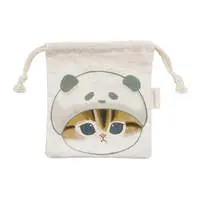 mofusand Die-Cut Drawstring Pouch Panda Meow Natural