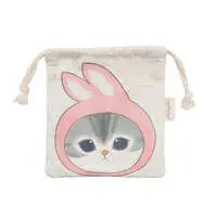 mofusand Die-Cut Drawstring Pouch Rabbit Meow Natural