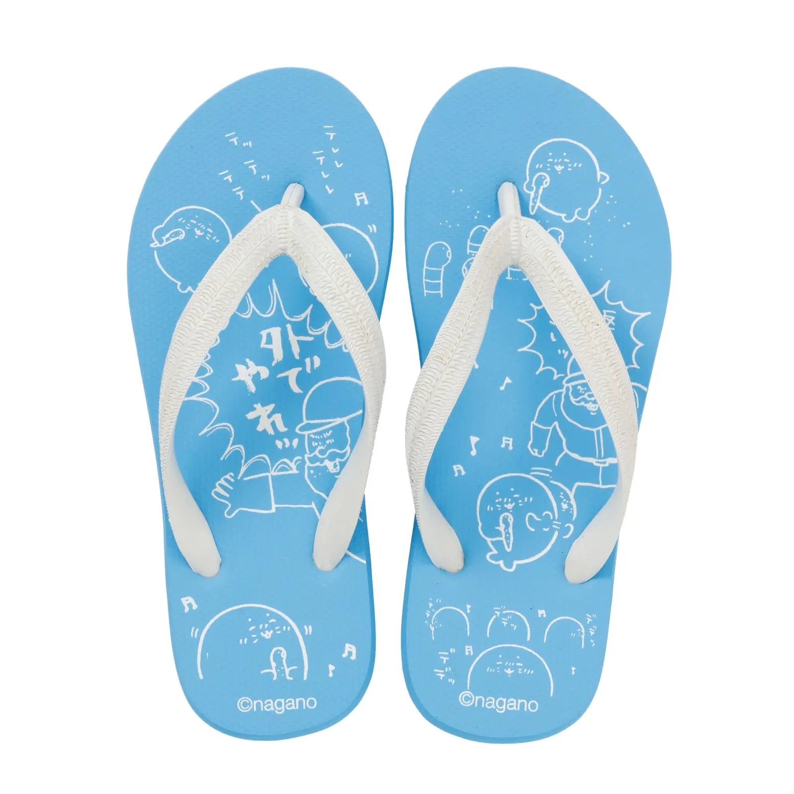 Nagano Characters Flip-flops Jiisan and Azarashi Blue - 24-24.5cm