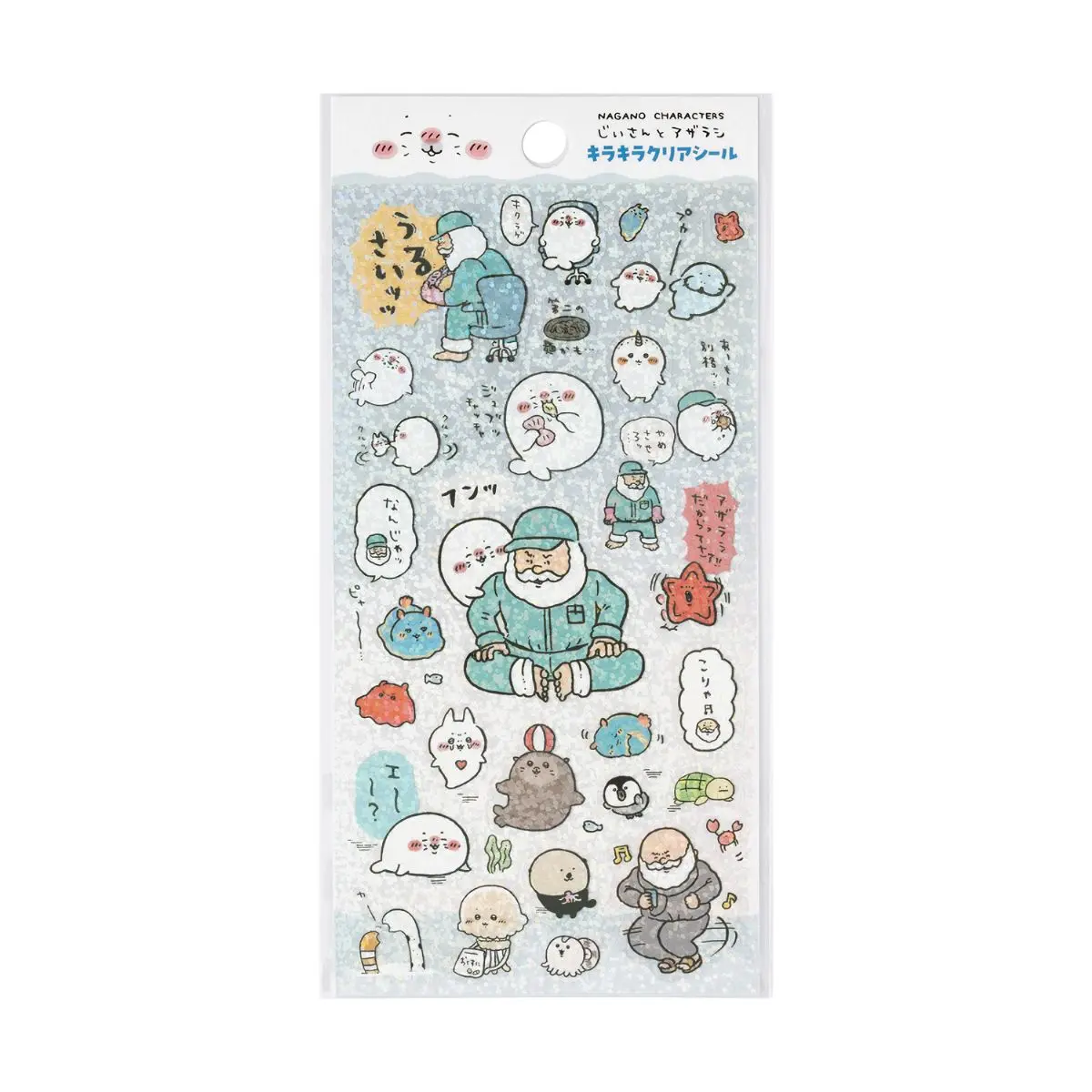 Nagano Characters Jiisan and Azarashi Sparkly Clear Stickers