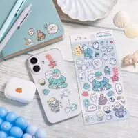 Nagano Characters Jiisan and Azarashi Sparkly Clear Stickers
