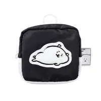 Nagano Characters Puffy Applique Pouch "Lack of Sleep" Black