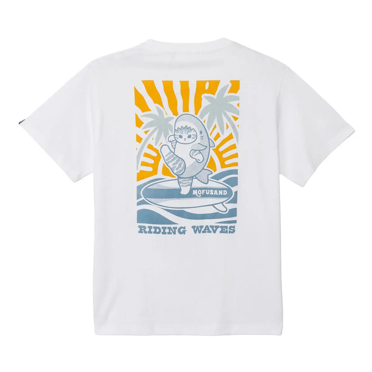 mofusand BOARD SHARK! T-Shirt RIDING WAVES White - XL