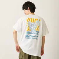 mofusand BOARD SHARK! T-Shirt RIDING WAVES White - XL
