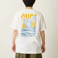 mofusand BOARD SHARK! T-Shirt RIDING WAVES White - XL