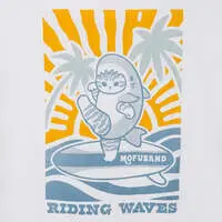 mofusand BOARD SHARK! T-Shirt RIDING WAVES White - XL