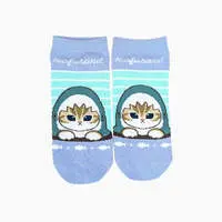 mofusand Front Ankle Socks (Blue Shark Peeking Pattern)