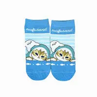 mofusand Front Ankle Socks (Light Blue Shark Peeking Pattern)