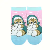 mofusand Front Ankle Socks (Blue Shark Friends Pattern)