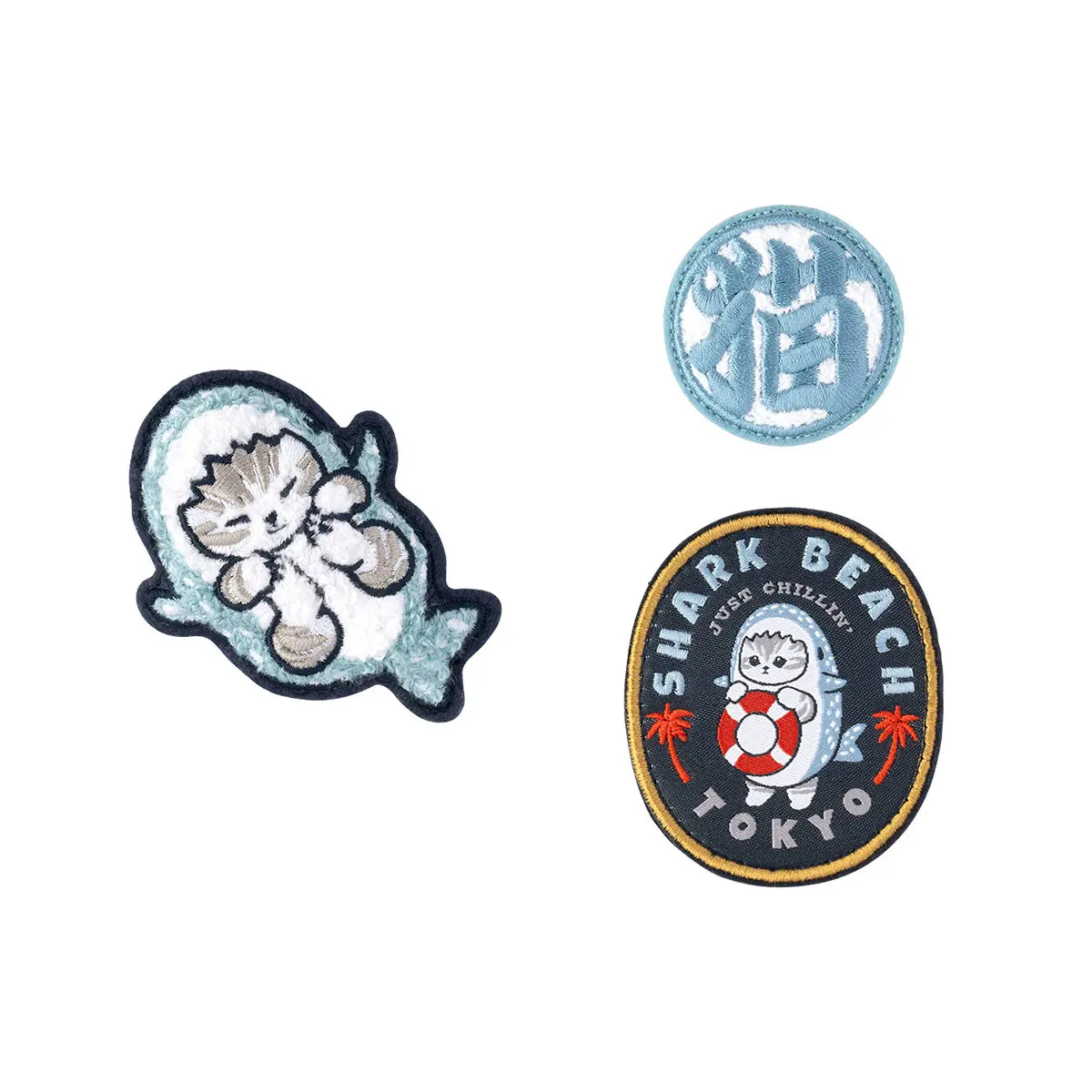 mofusand BOARD SHARK! Sagara Embroidered Patch Badge Set (Cat)