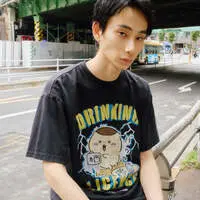 Chiikawa T-shirt DRINKING LICENCE (Black) - XL