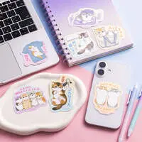mofusand I Want to Interrupt Your Outing, Meow! Smartphone-Sized Sticker (If You Want to Go, Step Over Me!)