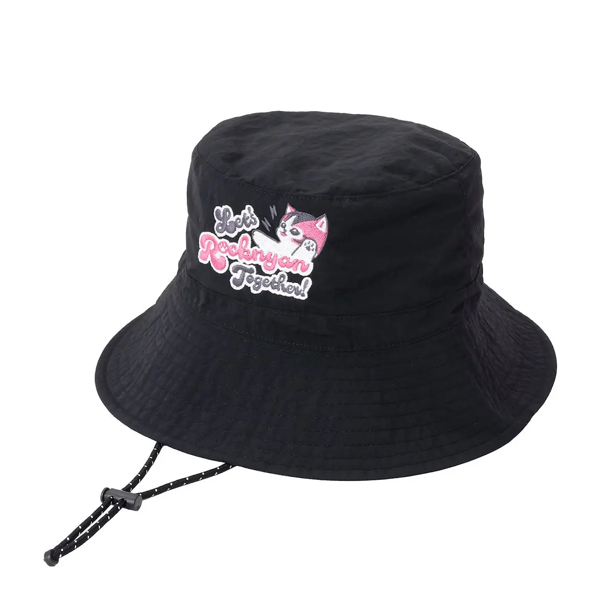 mofusand Nylon Bucket Hat Let’s Rocknyan Together Black