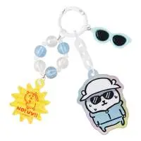 Nagano Characters Glittery Keychain with Beads (Joke Bear "Don't Want to Get Sunburnt")