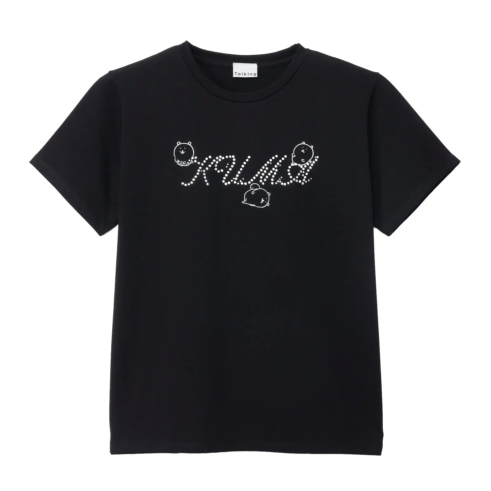 Nagano Characters Rhinestone T-shirt DECO (Joke Bear) Black - L