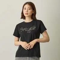 Nagano Characters Rhinestone T-shirt DECO (Joke Bear) Black - L