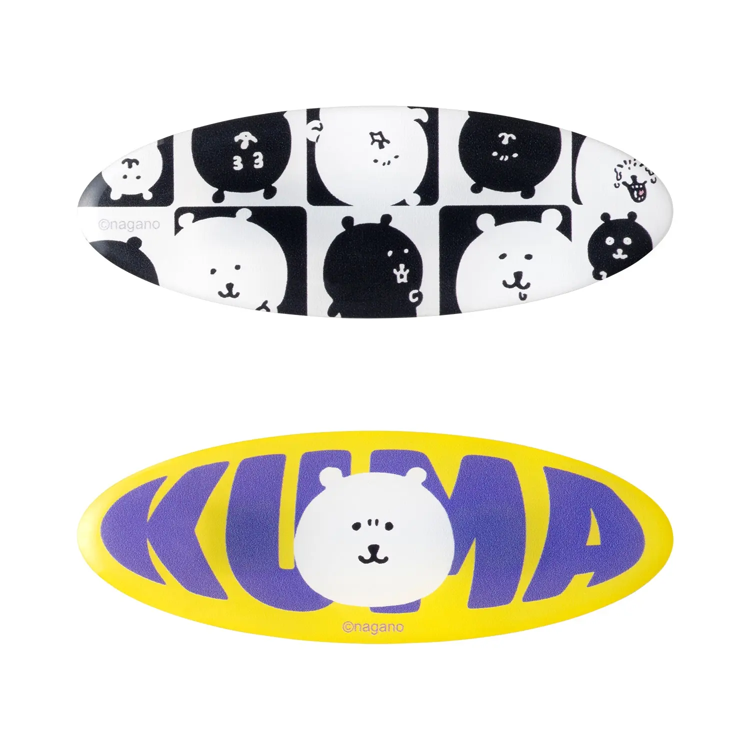 Nagano Characters Hair Clips Set of 2 (KUMA & Monochrome)