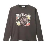 mofusand × HIBIYA-KADAN Long-Sleeve T-Shirt Rose Pattern Charcoal - M