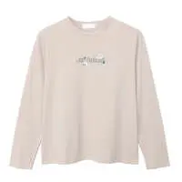 mofusand × HIBIYA-KADAN Long-Sleeve T-Shirt Leaf Pattern Beige - L