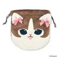mofusand Frilled Face Drawstring Pouch (Pink)
