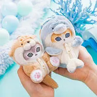 mofusand Fluffy Marine Life Meow Mascot Keychain (Sea Otter Meow)