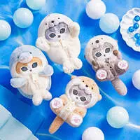 mofusand Fluffy Marine Life Meow Mascot Keychain (Spotted Seal Meow)