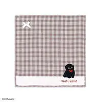 mofusand Towel Handkerchief (Black Cat Meow Pink)