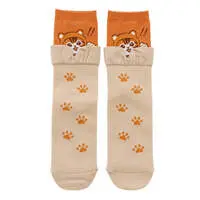 mofusand Layered-Look Socks Bear Meow (Orange)