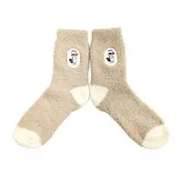mofusand Marshmallow Crew Socks (Squirrel and Mushroom Patch)