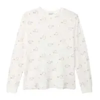 Nagano Characters Waffle Long Sleeve T-shirt RAMUNERINIGHT White - M